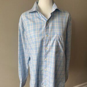 Peter Millar Blue Button Down Shirt with Collar - Size Medium (Men's)